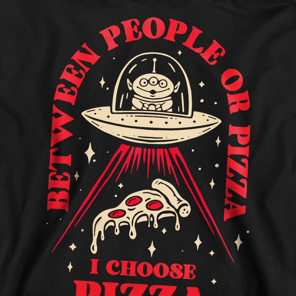 Black - Side - Toy Story Unisex Adult Pizza Or People Sweatshirt