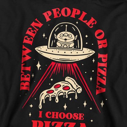 Black - Side - Toy Story Unisex Adult Pizza Or People Sweatshirt