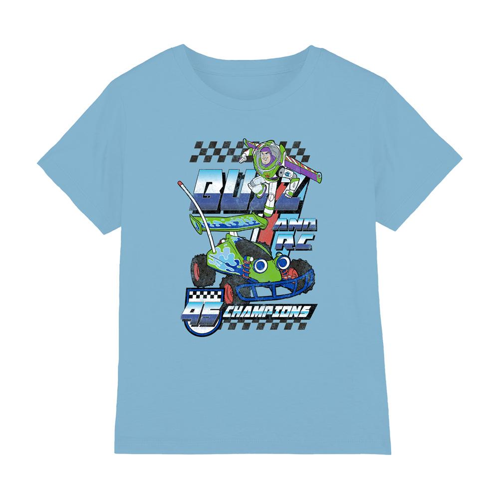 Sky Blue - Front - Toy Story Childrens-Kids Champions Buzz & RC T-Shirt