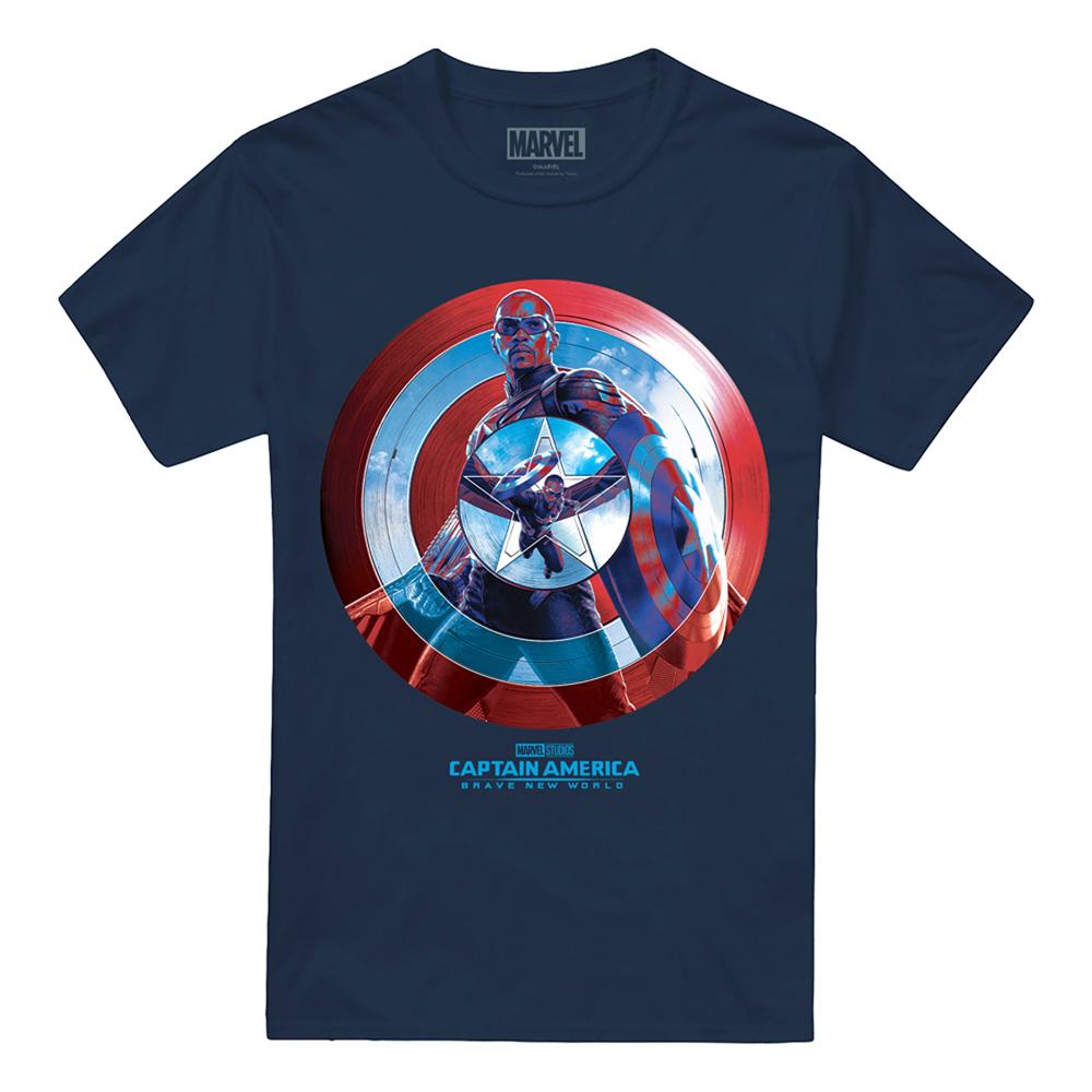 Navy - Front - Captain America: Brave New World Mens Sam Wilson T-Shirt