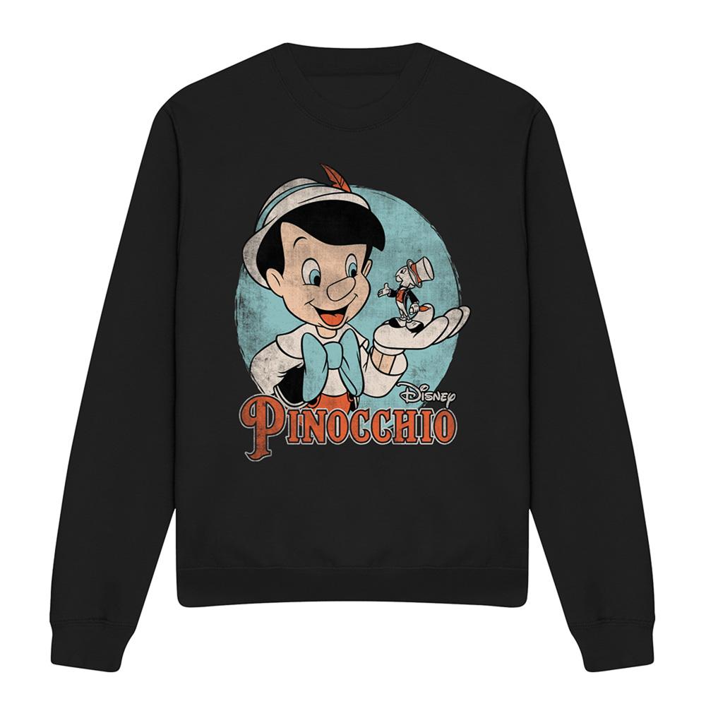 Black - Front - Pinocchio Unisex Adult Vintage Sweatshirt