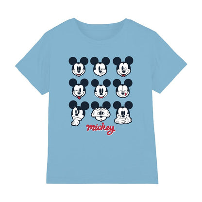 Sky Blue - Front - Mickey Mouse Childrens-Kids Faces T-Shirt