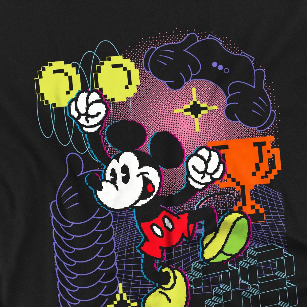 Black - Pack Shot - Mickey Mouse Childrens-Kids Pixel T-Shirt