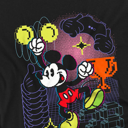 Black - Pack Shot - Mickey Mouse Childrens-Kids Pixel T-Shirt