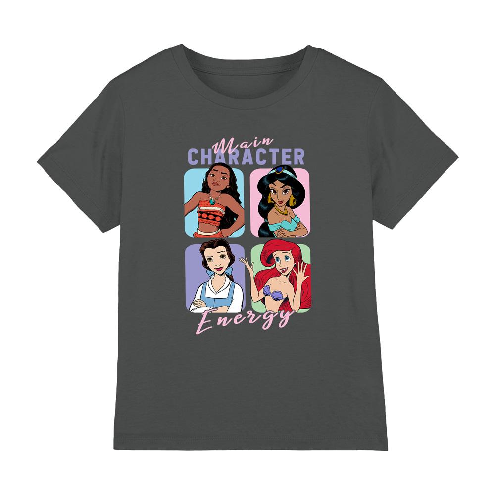 Charcoal - Front - Disney Princess Childrens-Kids Main Character Energy T-Shirt