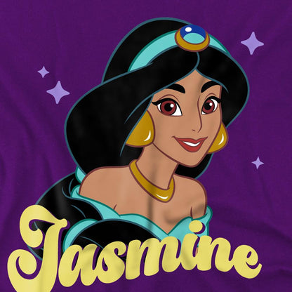Purple - Side - Disney Princess Childrens-Kids Jasmine Headshot T-Shirt