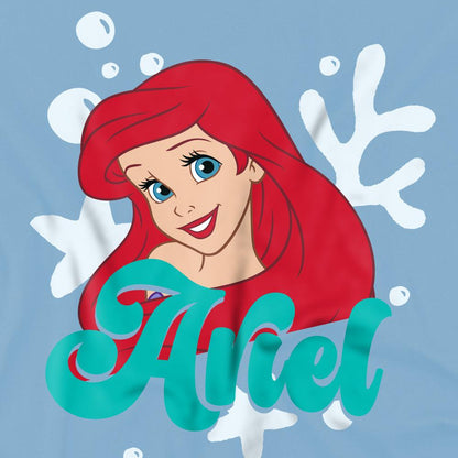 Sky Blue - Side - Disney Princess Childrens-Kids Ariel Headshot T-Shirt