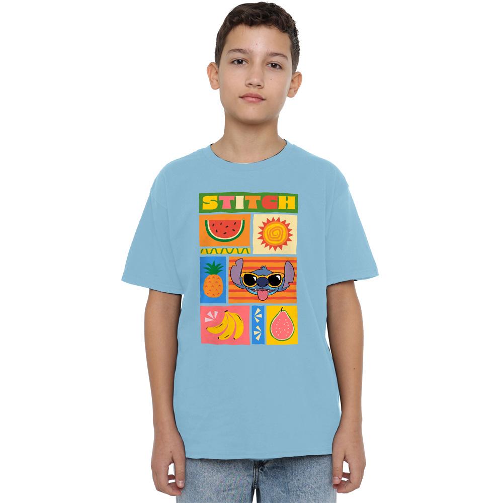 Sky Blue - Side - Lilo & Stitch Childrens-Kids Fruit T-Shirt
