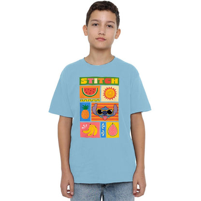 Sky Blue - Side - Lilo & Stitch Childrens-Kids Fruit T-Shirt