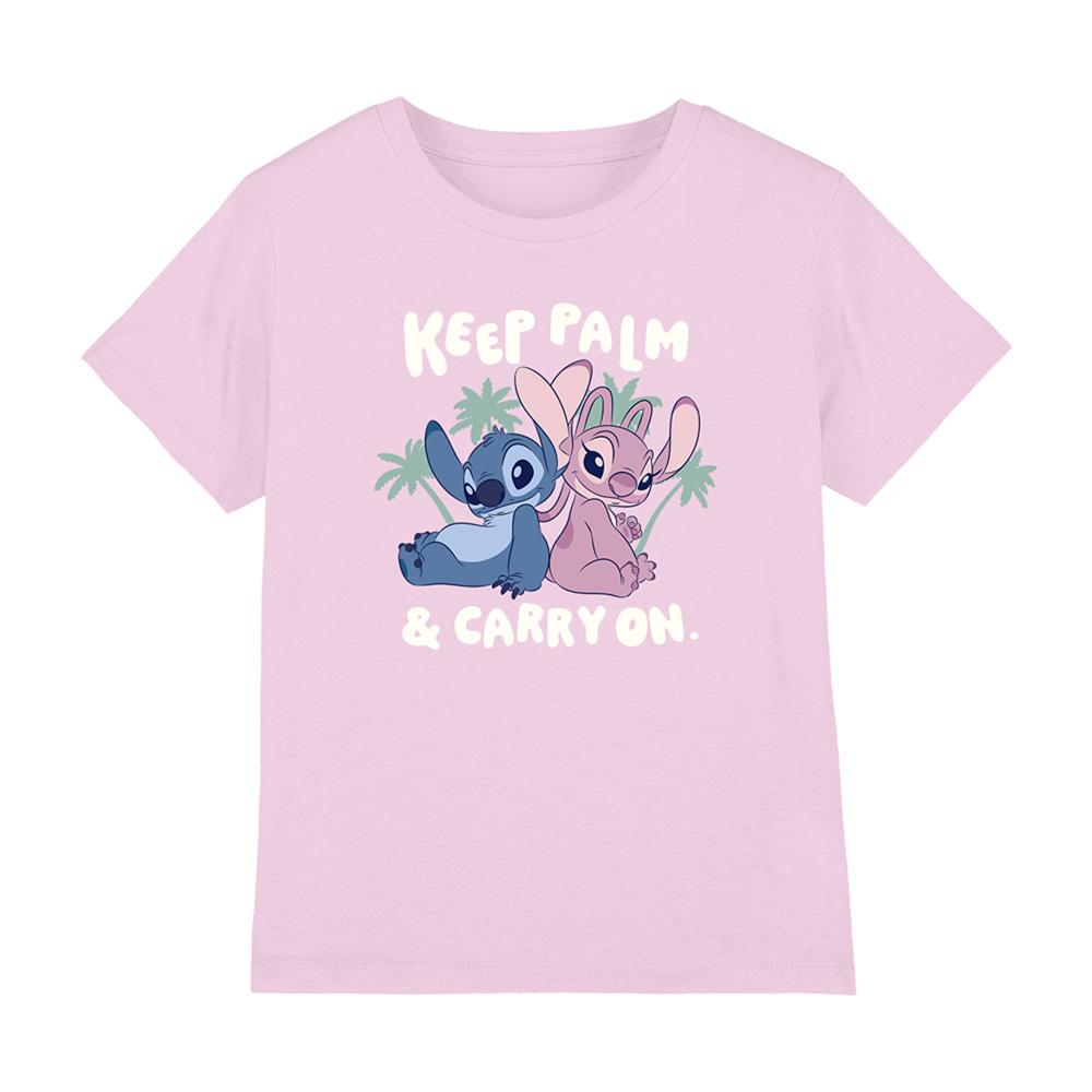 Light Pink - Front - Lilo & Stitch Childrens-Kids Keep Palm Stitch & Angel T-Shirt