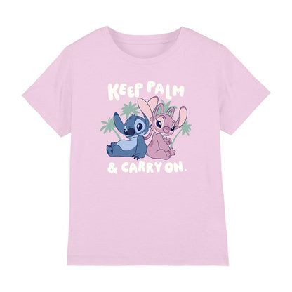 Light Pink - Front - Lilo & Stitch Childrens-Kids Keep Palm Stitch & Angel T-Shirt
