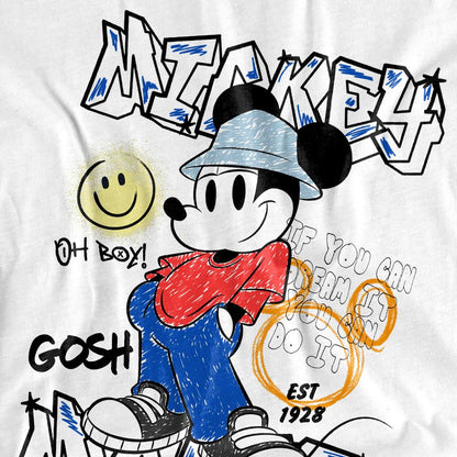 White - Side - Mickey Mouse Childrens-Kids Street T-Shirt