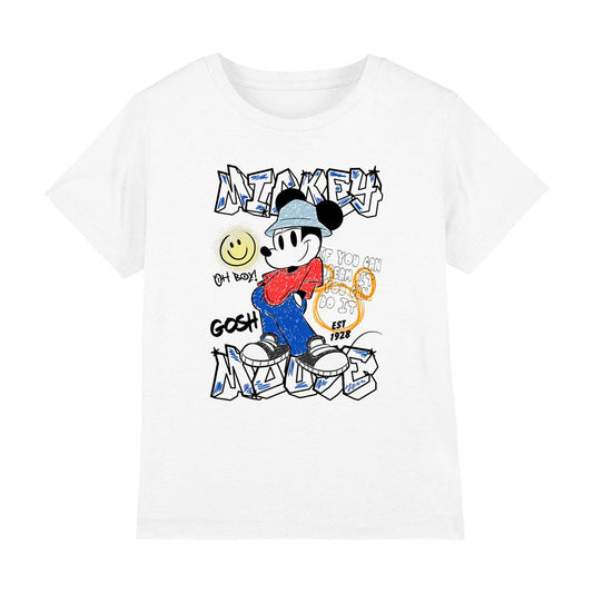 White - Front - Mickey Mouse Childrens-Kids Street T-Shirt