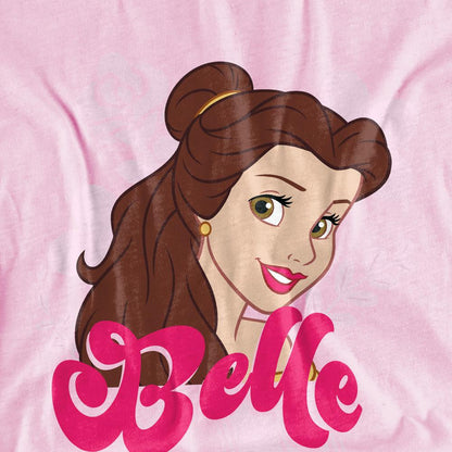 Light Pink - Side - Disney Princess Childrens-Kids Belle Headshot T-Shirt