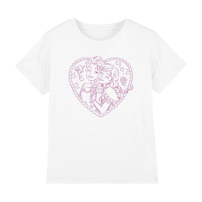 White - Front - Frozen Childrens-Kids Anna And Elsa Heart T-Shirt