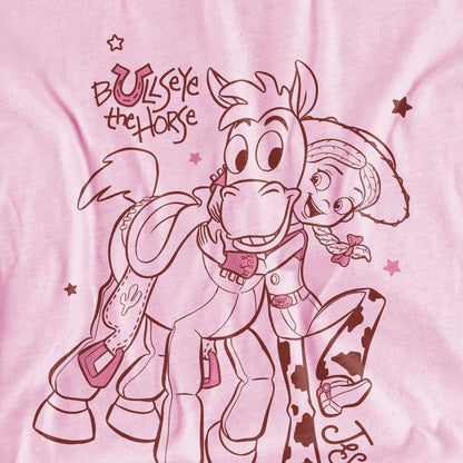 Light Pink - Side - Toy Story 2 Childrens-Kids Jessie & Bullseye Outline T-Shirt