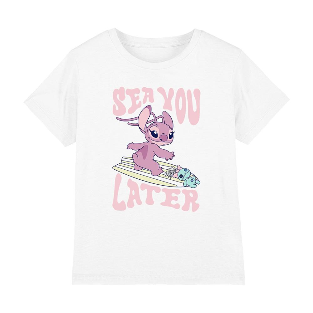 White - Front - Lilo & Stitch Childrens-Kids Sea You Later Angel T-Shirt