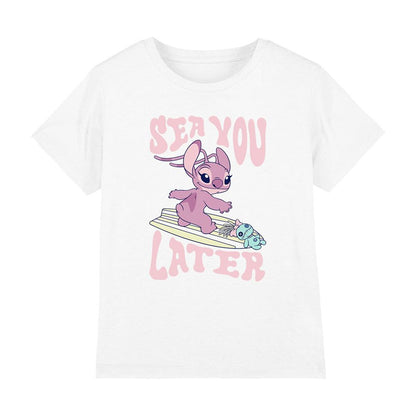White - Front - Lilo & Stitch Childrens-Kids Sea You Later Angel T-Shirt