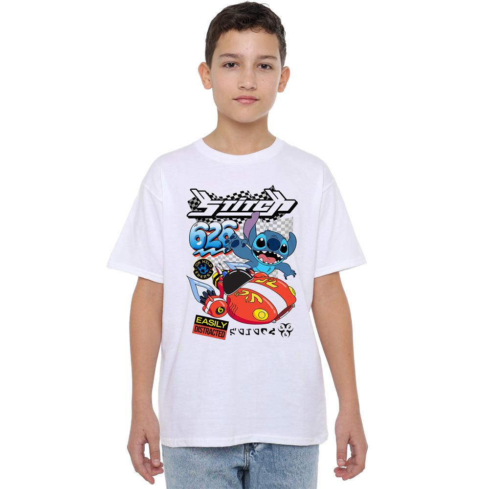 White - Lifestyle - Lilo & Stitch Childrens-Kids 626 Racing T-Shirt