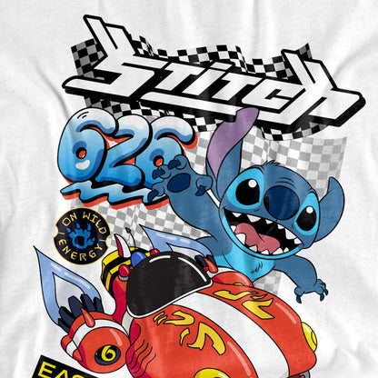 White - Side - Lilo & Stitch Childrens-Kids 626 Racing T-Shirt