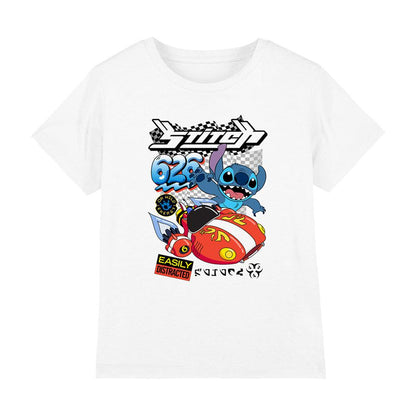 White - Front - Lilo & Stitch Childrens-Kids 626 Racing T-Shirt