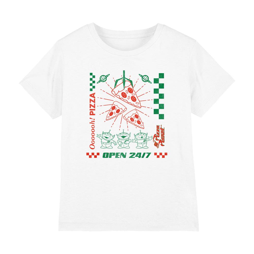 White - Front - Toy Story Childrens-Kids Little Green Men Pizza Planet T-Shirt