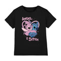 Black - Front - Lilo & Stitch Childrens-Kids Stitch & Angel Airbrush T-Shirt