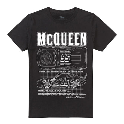 Black - Front - Cars Mens Lightning McQueen Outline T-Shirt