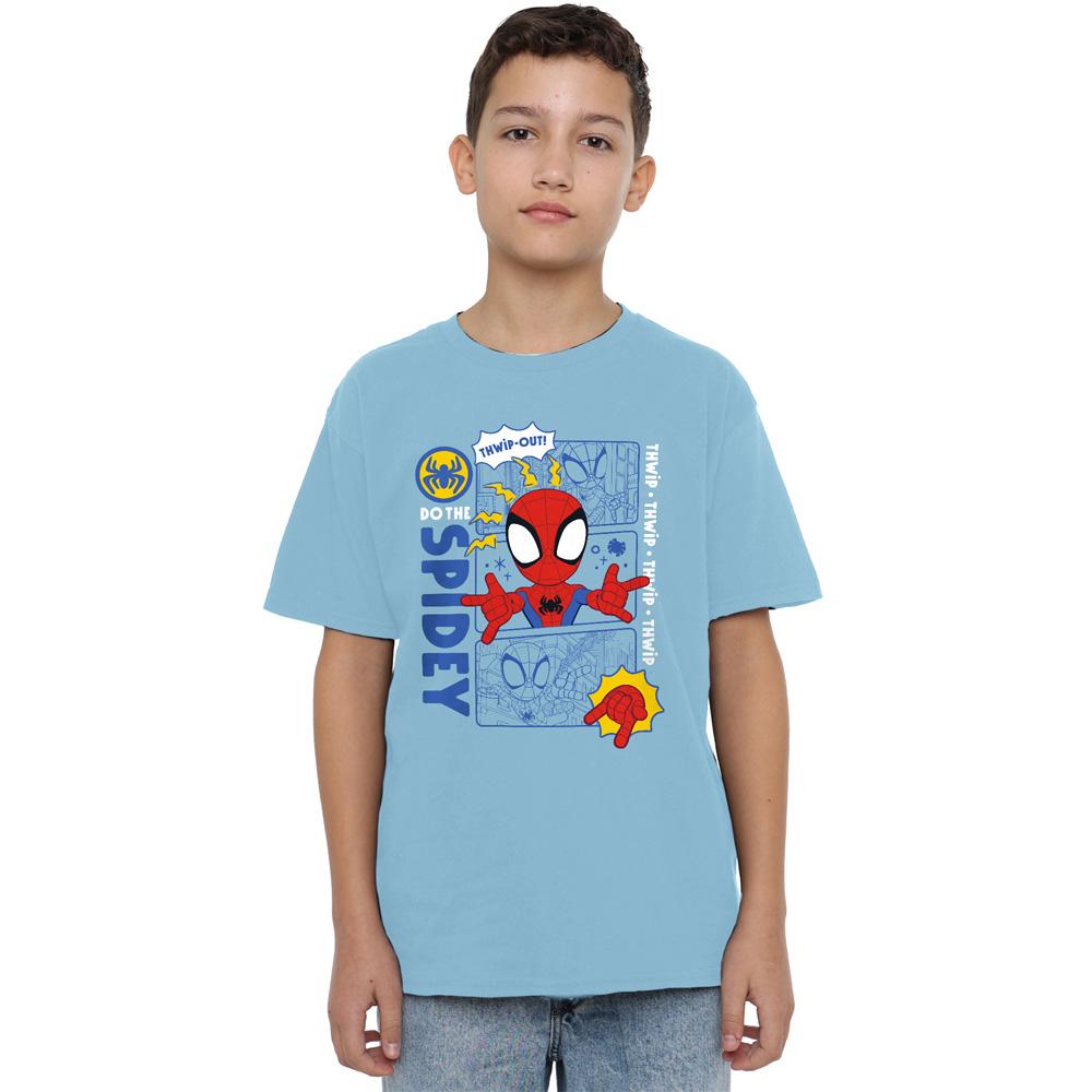Sky Blue - Side - Spidey And His Amazing Friends Childrens-Kids Thwip Out T-Shirt
