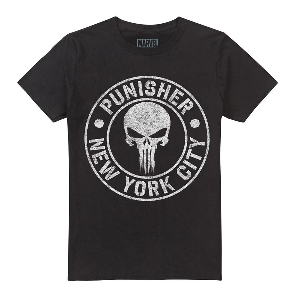 Black - Front - The Punisher Mens NYC Logo T-Shirt