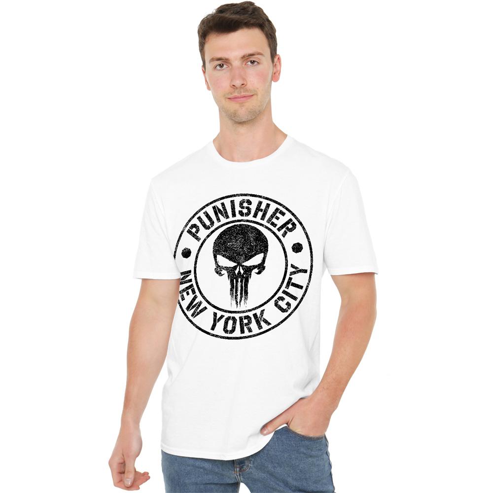 White - Side - The Punisher Mens NYC Logo T-Shirt