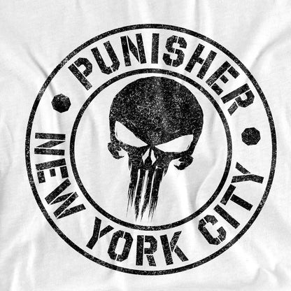 White - Pack Shot - The Punisher Mens NYC Logo T-Shirt