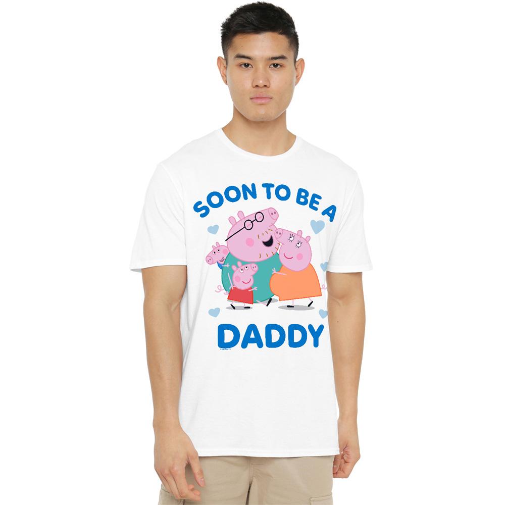 White - Lifestyle - Peppa Pig Mens Soon To Be Daddy Pig T-Shirt