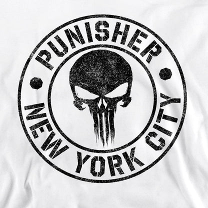 White - Pack Shot - The Punisher Unisex Adult NYC Logo Sweatshirt