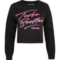 Black-Pink - Front - Knight Rider Womens-Ladies Turbo Neon Crop Sweatshirt