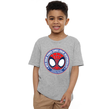 Sport Heather - Side - Spidey And His Amazing Friends Childrens-Kids Great Responsibility T-Shirt