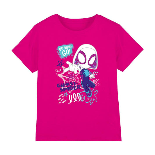 Fuchsia - Front - Spidey And His Amazing Friends Childrens-Kids Go Webs Go T-Shirt