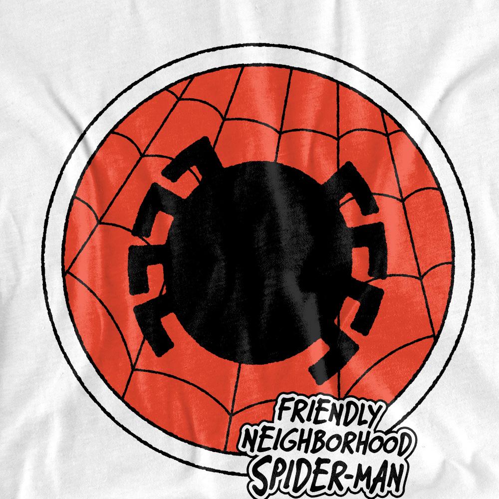 White - Pack Shot - Spider-Man Childrens-Kids Friendly Neighborhood Badge T-Shirt
