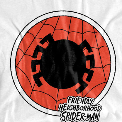 White - Pack Shot - Spider-Man Childrens-Kids Friendly Neighborhood Badge T-Shirt