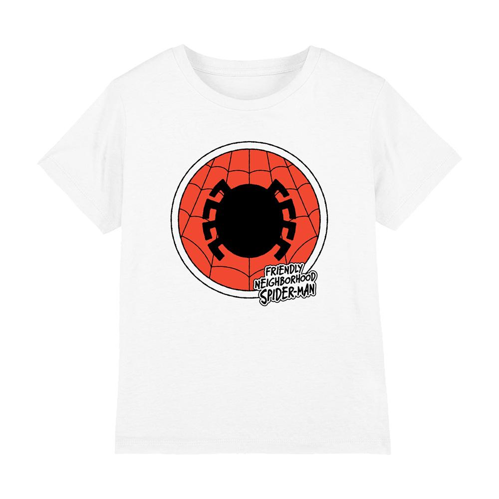 White - Front - Spider-Man Childrens-Kids Friendly Neighborhood Badge T-Shirt