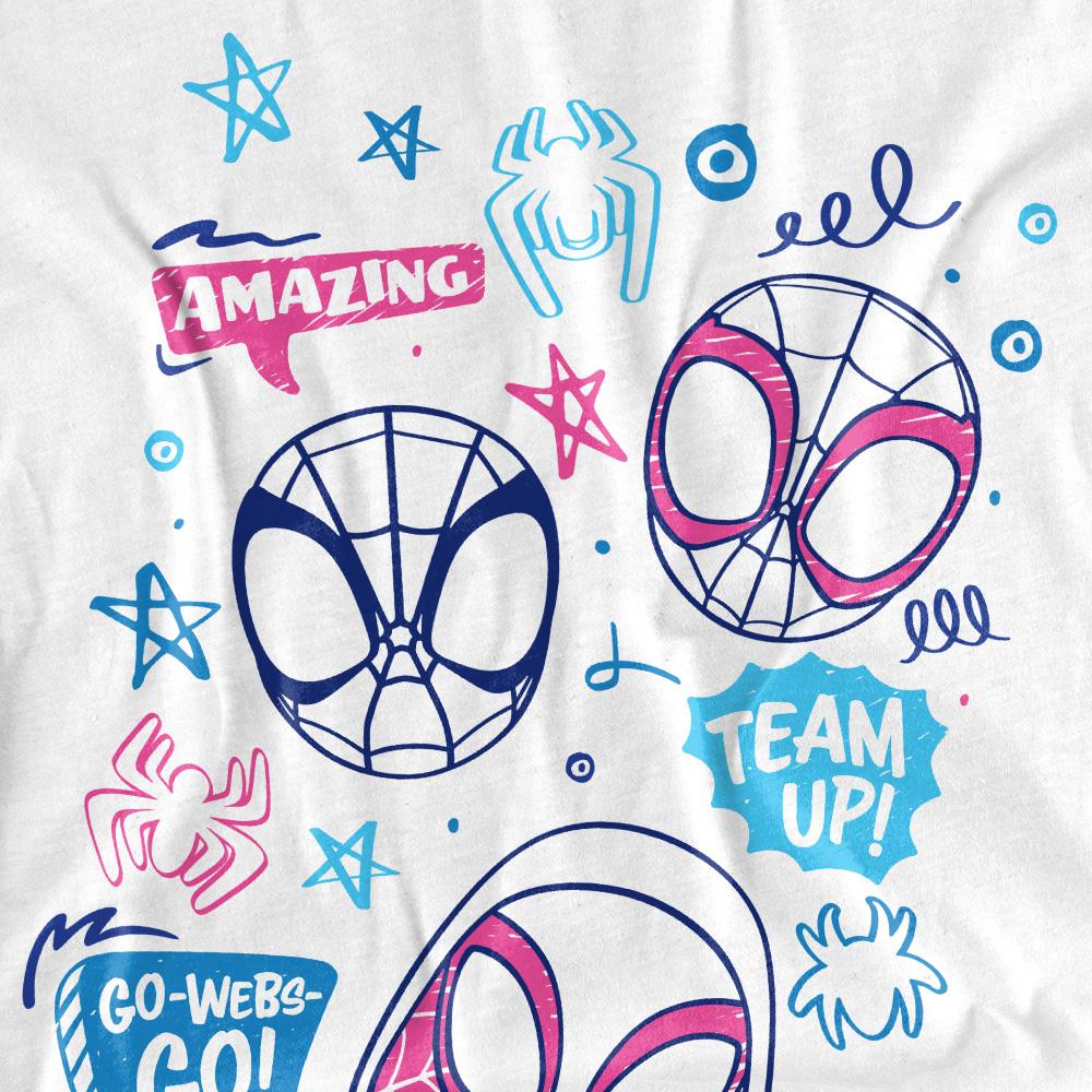 White - Pack Shot - Spidey And His Amazing Friends Childrens-Kids Doodle T-Shirt