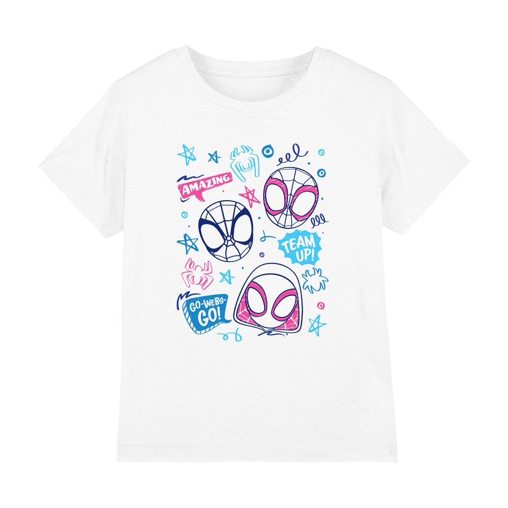 White - Front - Spidey And His Amazing Friends Childrens-Kids Doodle T-Shirt