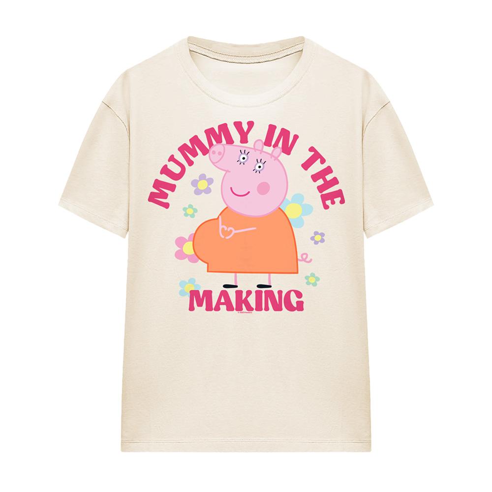 Natural - Front - Peppa Pig Unisex Adult Mummy In The Making Mummy Pig T-Shirt