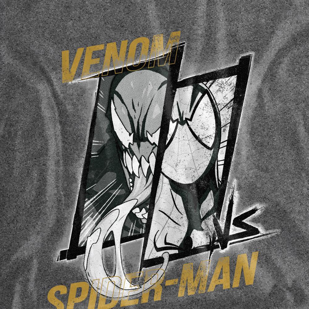 Vintage Black - Side - Spider-Man Mens Vs Venom T-Shirt