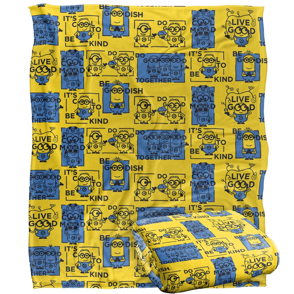 White - Side - Minions Positivity Squares Blanket