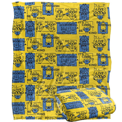 White - Side - Minions Positivity Squares Blanket