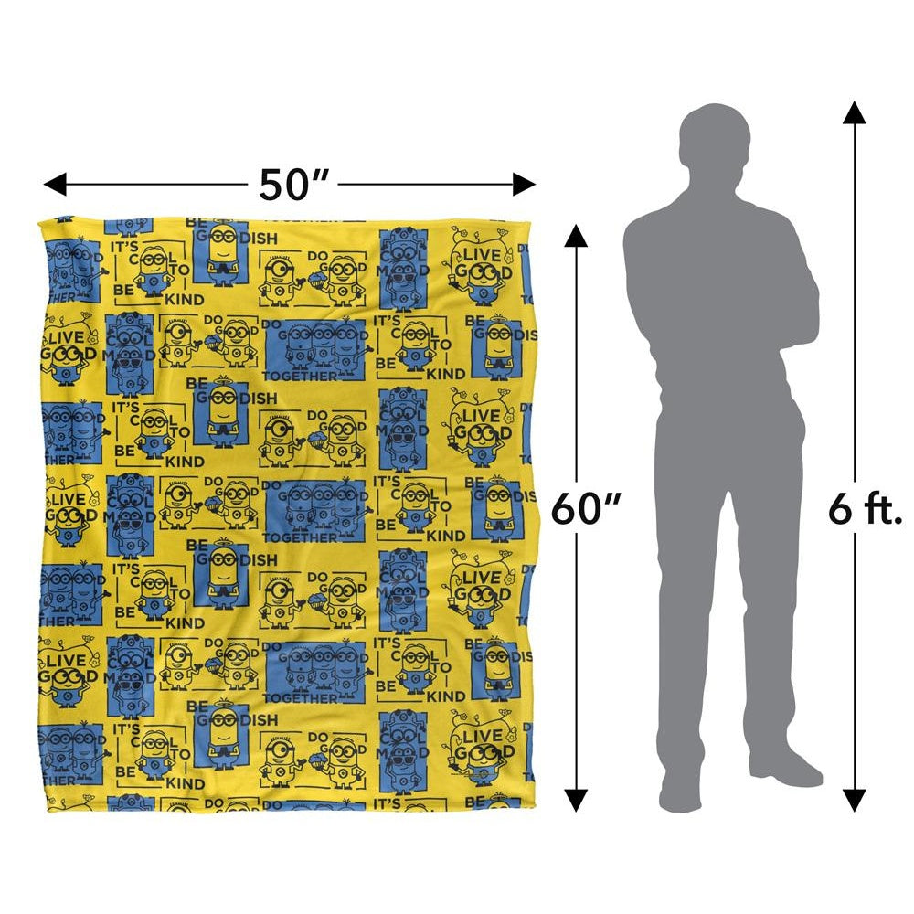 White - Close up - Minions Positivity Squares Blanket