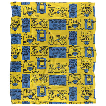 White - Front - Minions Positivity Squares Blanket