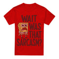 Red - Front - SpongeBob SquarePants Unisex Adult Sarcasm T-Shirt