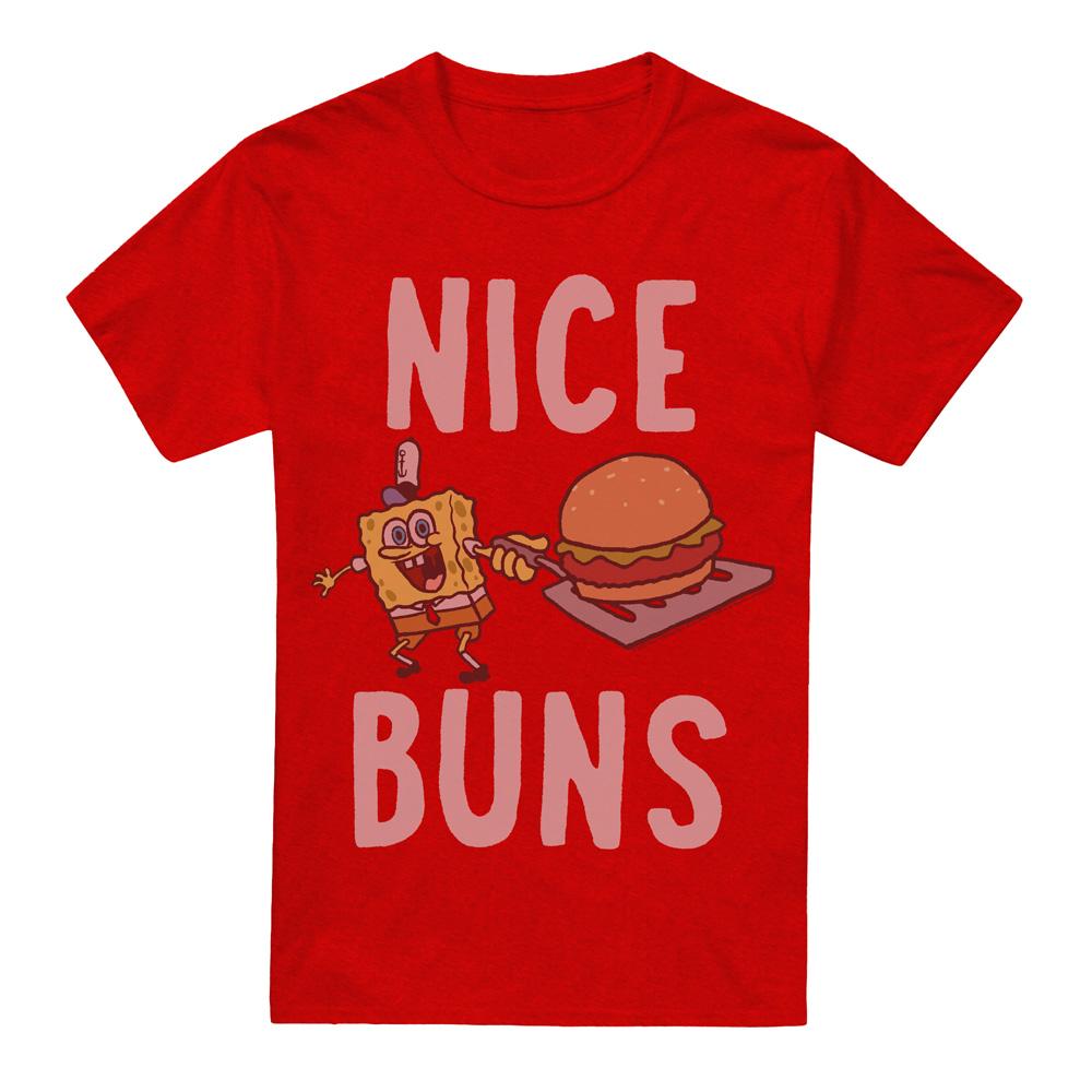 Red - Front - SpongeBob SquarePants Unisex Adult Nice Buns T-Shirt